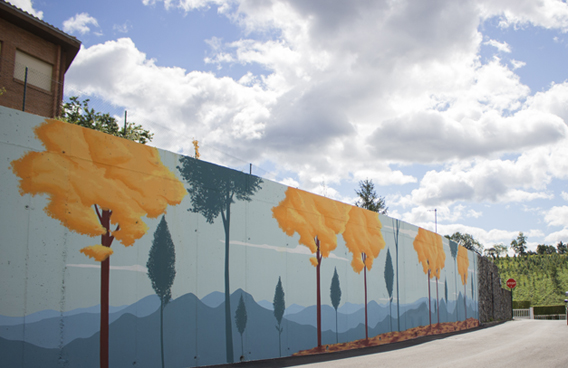 Mural de paisaje arbolado